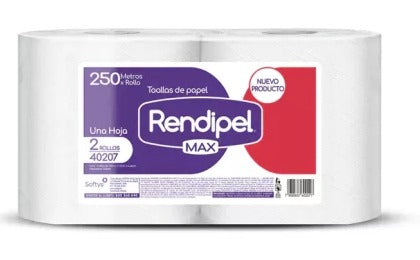 g- Toalla de Papel Rendipel Hoja simple 250 mts x 2 rollos