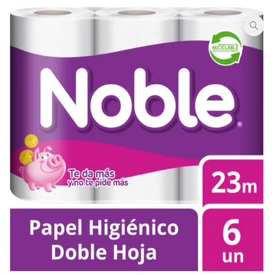 d- Papel Higiénico Noble 23 mt x 6 rollos Doble Hoja